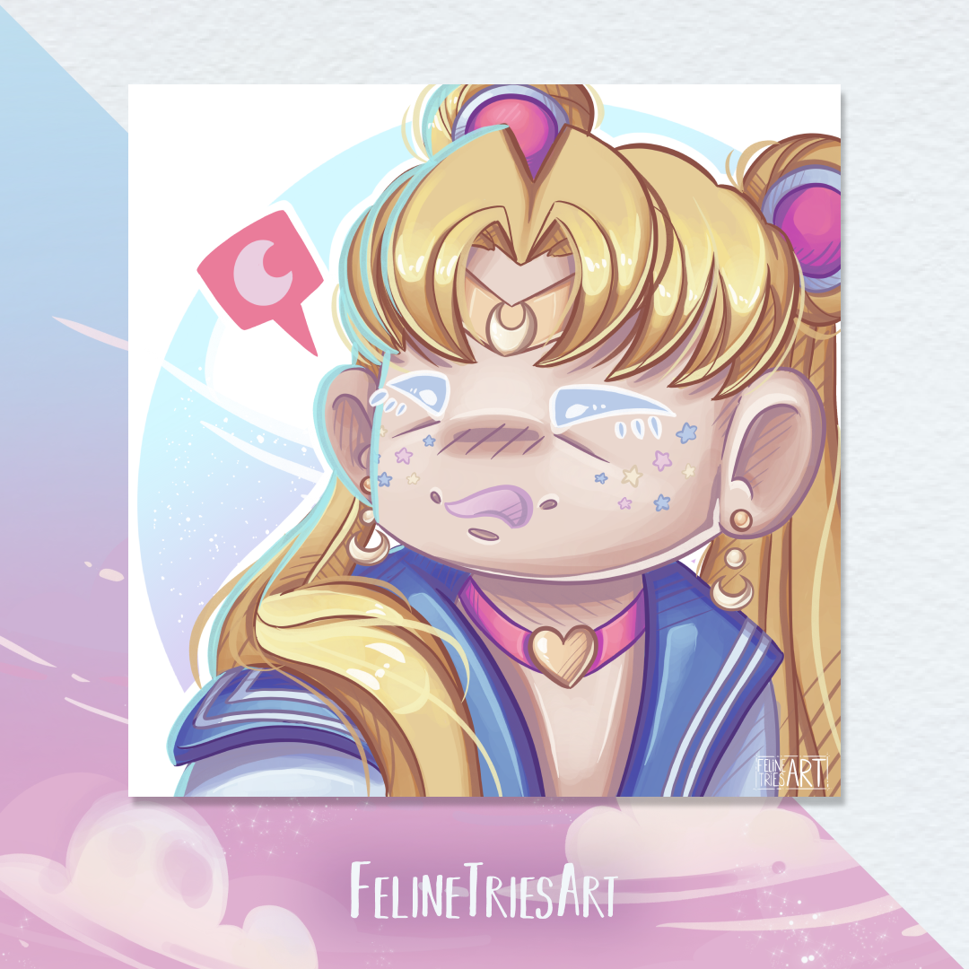 Confused yelling at the moon  - Square print