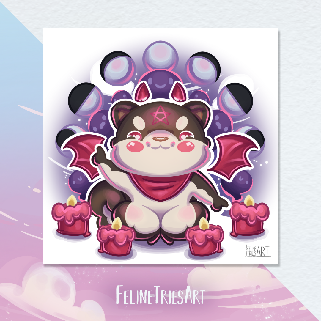 Demon shiba - Square print