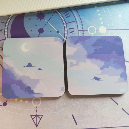 Pastel Skies Purple - Matching coasters set