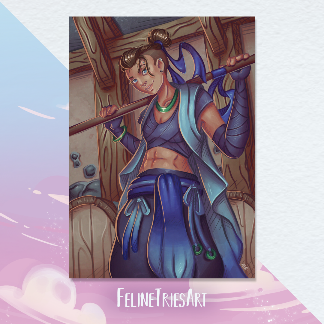 Blue monk - A5 print