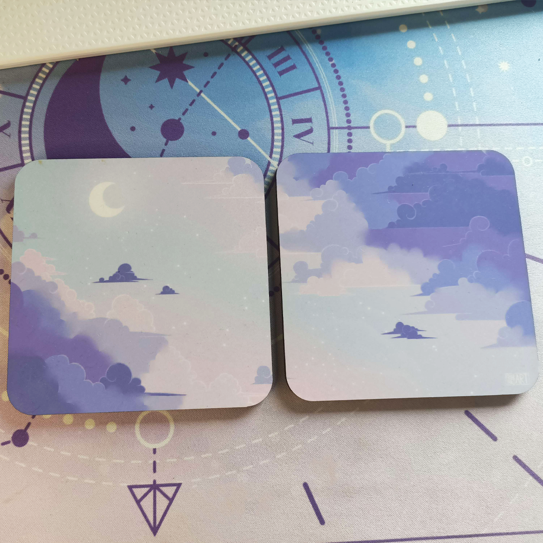 Pastel Skies Purple - Mug + matching coasters set